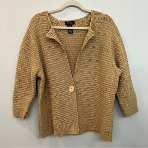 Jones New York Signature Cardigan 100%  Mercerized Cotton Color Woodchip Size 2X